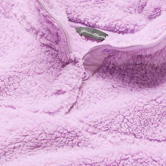 Eddie Bauer Purple Fast Plush Fleece Snap Mock Neck Cozy Soft Pullover Medium - Picture 4 of 16